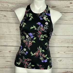Athleta Black Floral Tankini Top Size 32 B/C